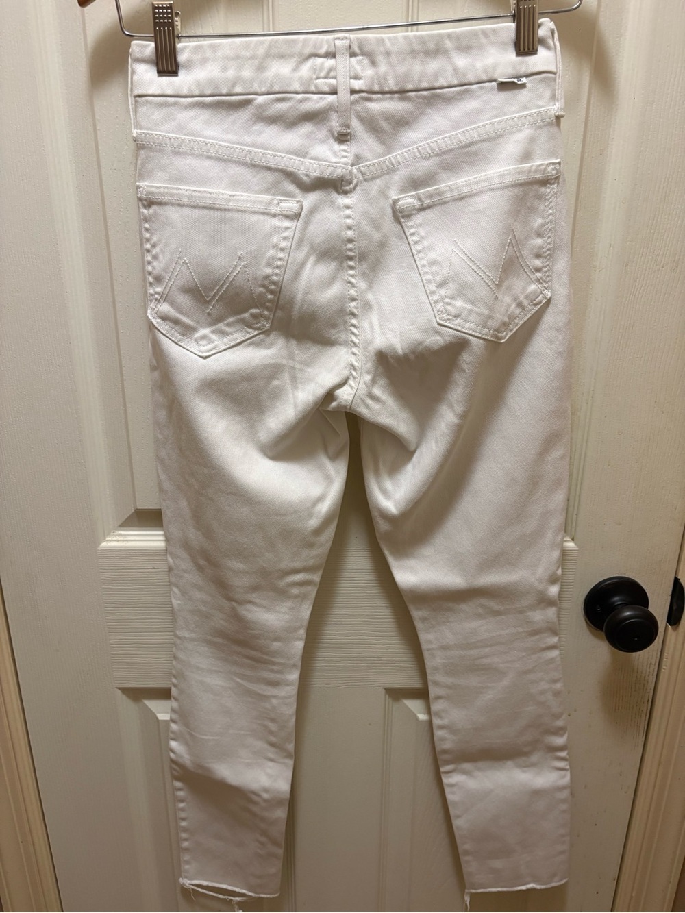 MOTHER The Looker Ankle Fray Jeans Glass Slipper White Raw Hem Skinny Size 25 - Picture 14 of 16